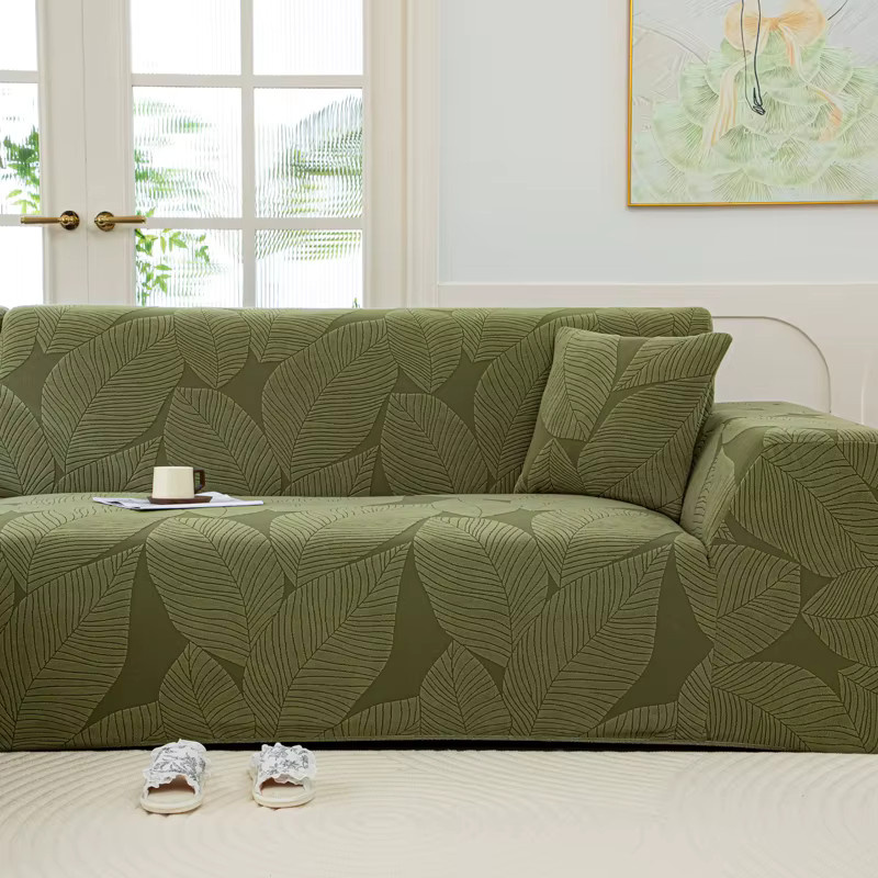 S-EMIGA Sofabezug aus dickem Jacquard-Plüsch für Ecksofas und L-Form Sofas, einfarbig in Pink oder Grün - Bild 3