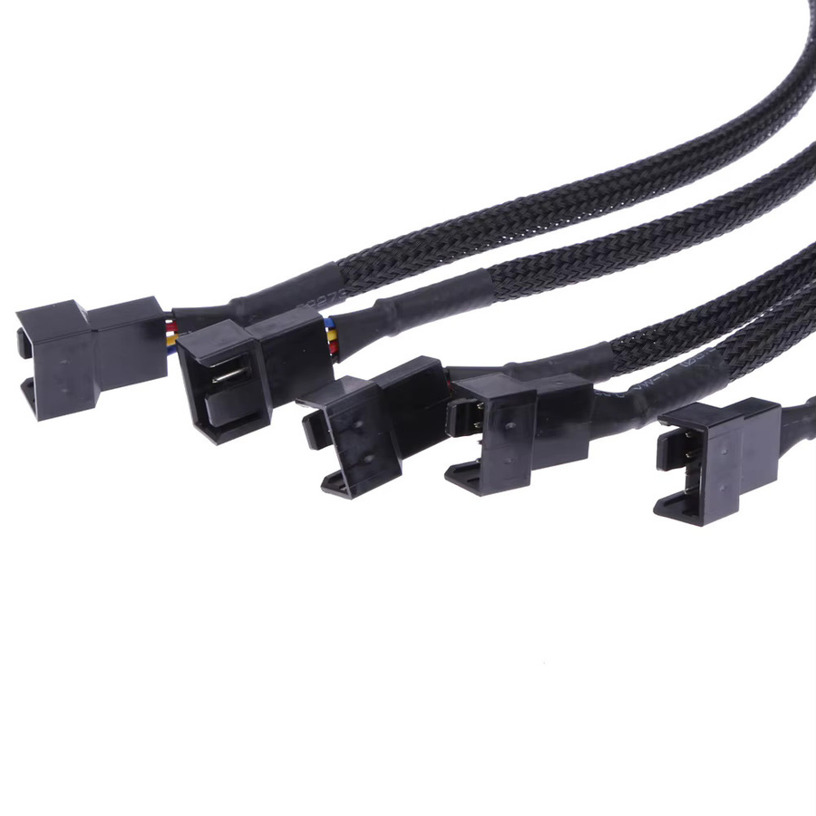 Compure 5er Set 4 Pin PWM Lüfter Verlängerungskabel in Schwarz, Länge: 26 cm - Bild 4