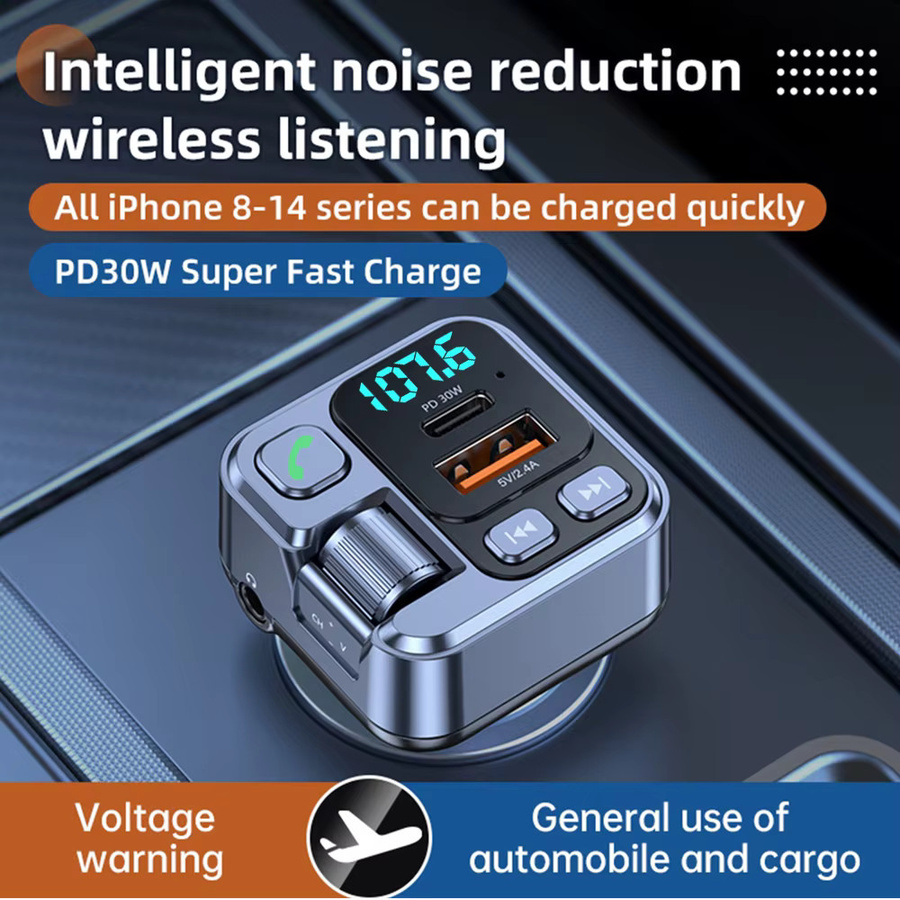 Velev Auto Bluetooth Empfänger mit Digital Display, USB U Disk Funktion und PD 20W Schnellladefunktion, FM Sender für dein Handy - Bild 3