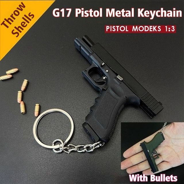 Empire G17 Pistolenform Metall-Schlüsselanhänger in Schwarz, zerlegbare Miniatur-Pistolenfigur aus Metall - Bild 1