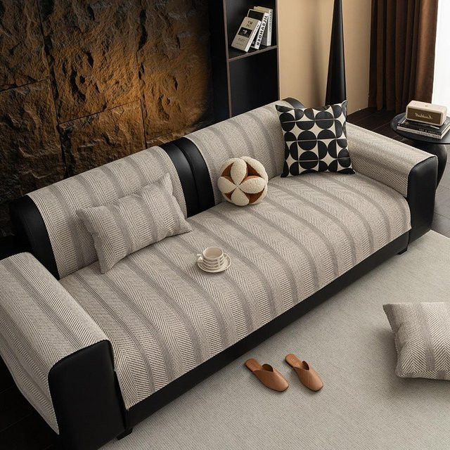 Yiran Furniture Sofakissen aus Baumwolle und Leinen in einfarbiger Textur, B/B/H: 70 x 70 x 70 cm - Bild 1