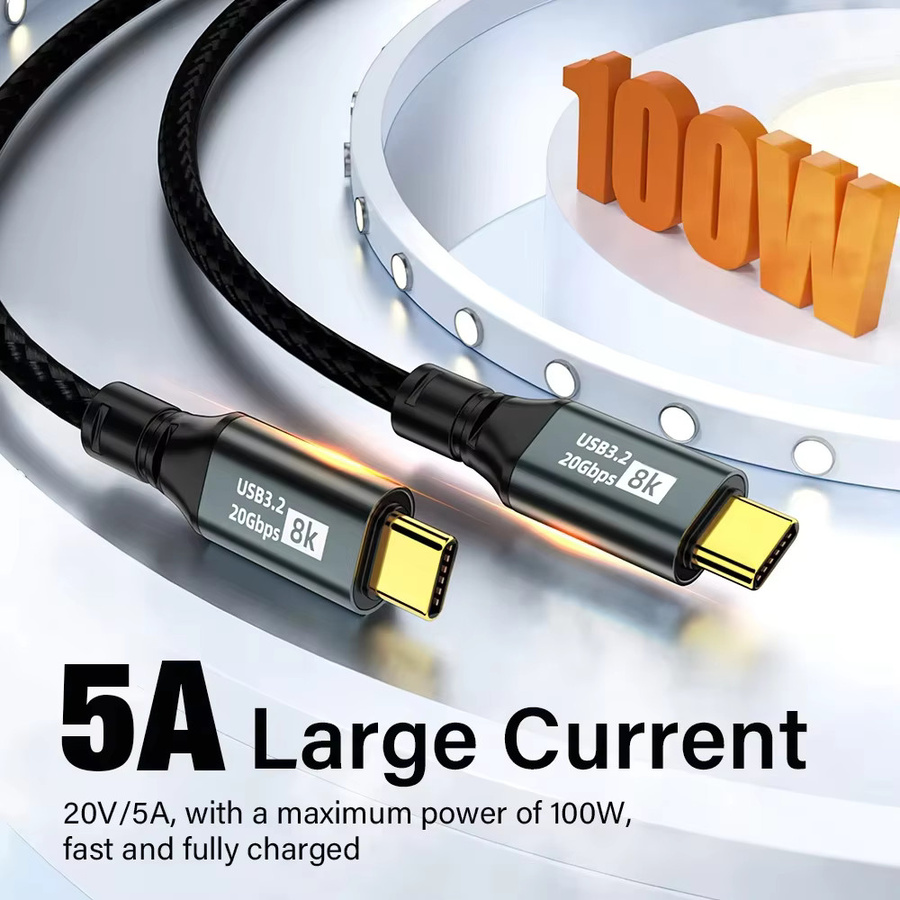 NNBILI USB-C auf USB-C Kabel Thunderbolt 3 USB 3.2 20 Gbit/s 8K@60Hz Schwarz - Bild 2