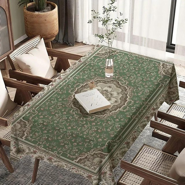 Wasserdichte Boho Persische Tischdecke von JINGYUE Pet in Grün, B/B: 145 x 200 cm - Bild 1