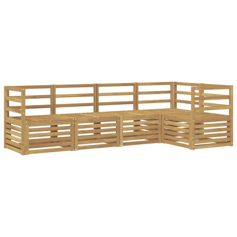 vidaXL Outdoor-Sofagarnitur 5-teilig in Weiß aus Akazienholz mit L-Form, B/T/H: 245 x 126,5 x 73 cm - Bild 2