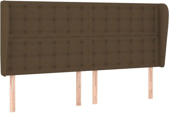 vidaXL Kopfteil mit Ohren in Dunkelbraun aus Stoff, B: 203 cm, T: 23 cm, H: 118/128 cm - Bild 1