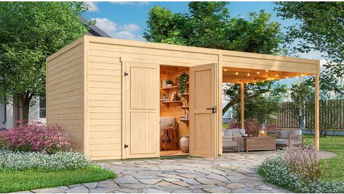 WEKA Gartenhaus Batu naturfarben braun B/T/H: 600 x 600 x 300 cm - Bild 1