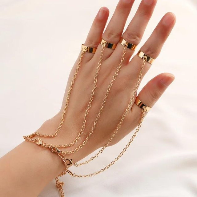 YULIN Schmuckset, Silberring mit Kette, Geometrisch, Unisex - Bild 1