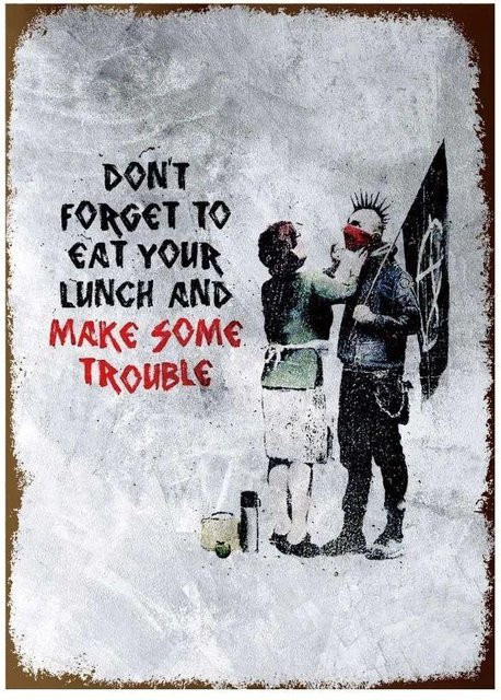 CIFbuy Banksy Graffiti Metallschild Street Art Wanddekoration Multicolor B: 30 cm, H: 20 cm - Bild 1