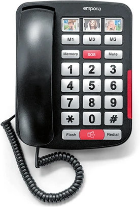 AMPLi40 Großtasten-Telefon in Schwarz, schnurgebunden - Bild 1