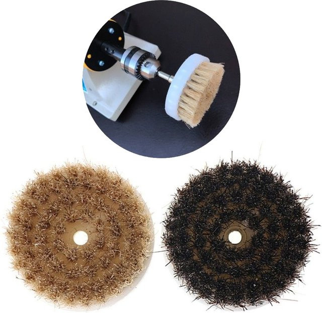 Vibratite Power Disc Polierbürste mit Borsten und Wolle für Leder, Kunststoff, Holz und Autoinnenräume, Durchmesser: 60 mm, Farbe: Braun - Bild 1