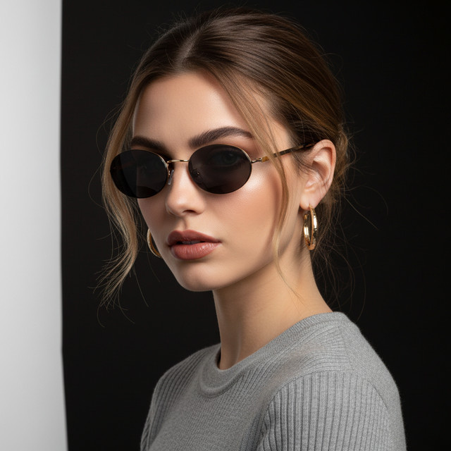 TWOOO Sonnenbrille, oval, Damen, Metall, schwarz - Bild 1