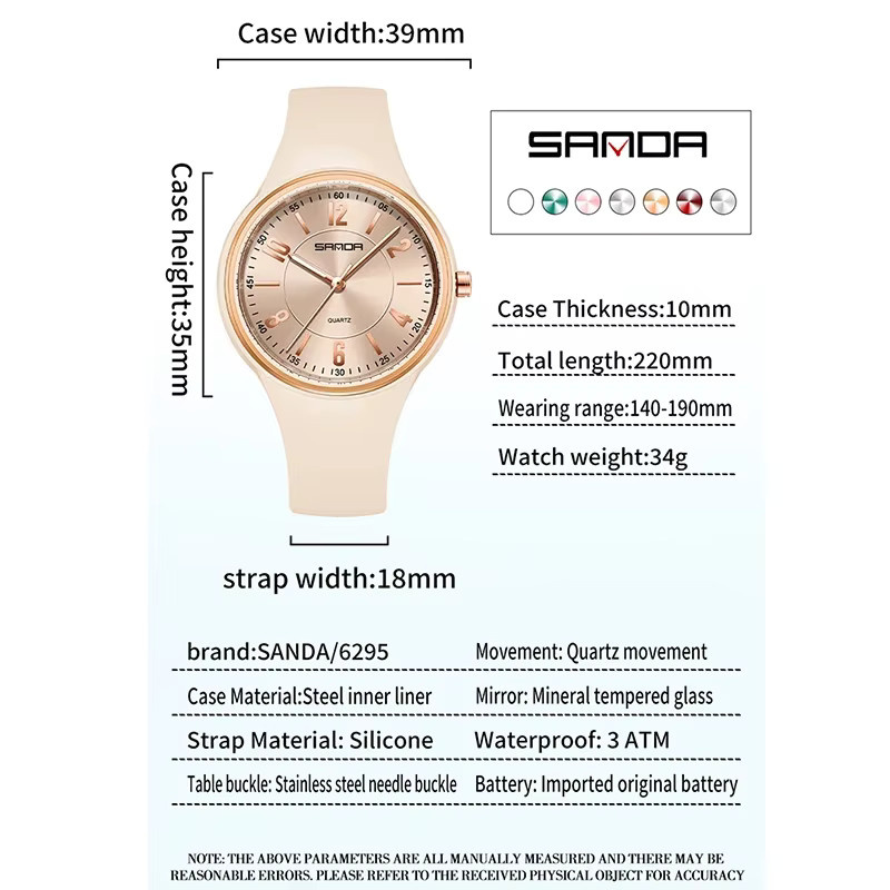 SANDA Armbanduhr Quarz, Silikon, Weiß, Damen - Bild 3