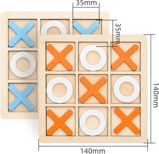 Tic Tac Toe Gehirntraining, Holz-Schachbrett-Spiel, Holz, Bunt / Mehrfarbig - Bild 1