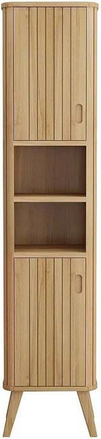 Badschrank Wamena aus Teakholz in Beige mit Soft-Close-Türen, B/T/H: 40 x 35 x 180 cm - Bild 1