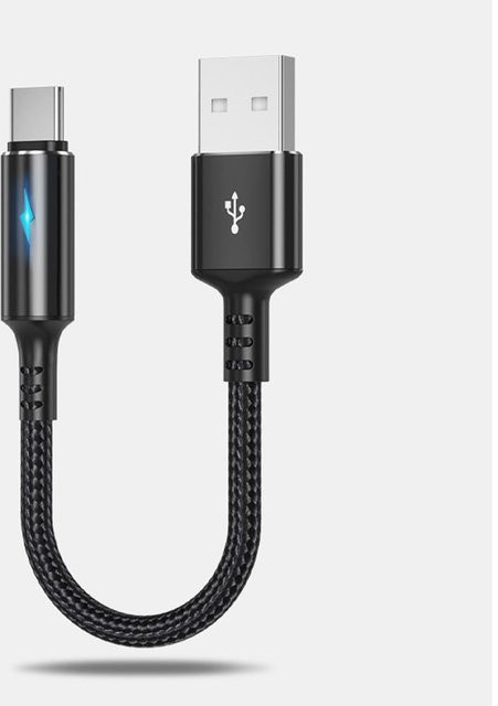 Fonken USB-C und Micro-USB Schnellladekabel mit Kontrollleuchte, 2,4 A, schwarz, Länge: 25 cm - Bild 1