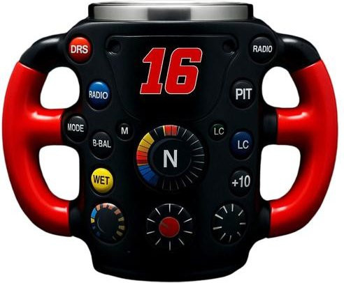 Lumin Kaffeetasse in Lenkradform aus Harz und Keramik in Schwarz mit ergonomischem Griff für Motorsport-Enthusiasten - Bild 1