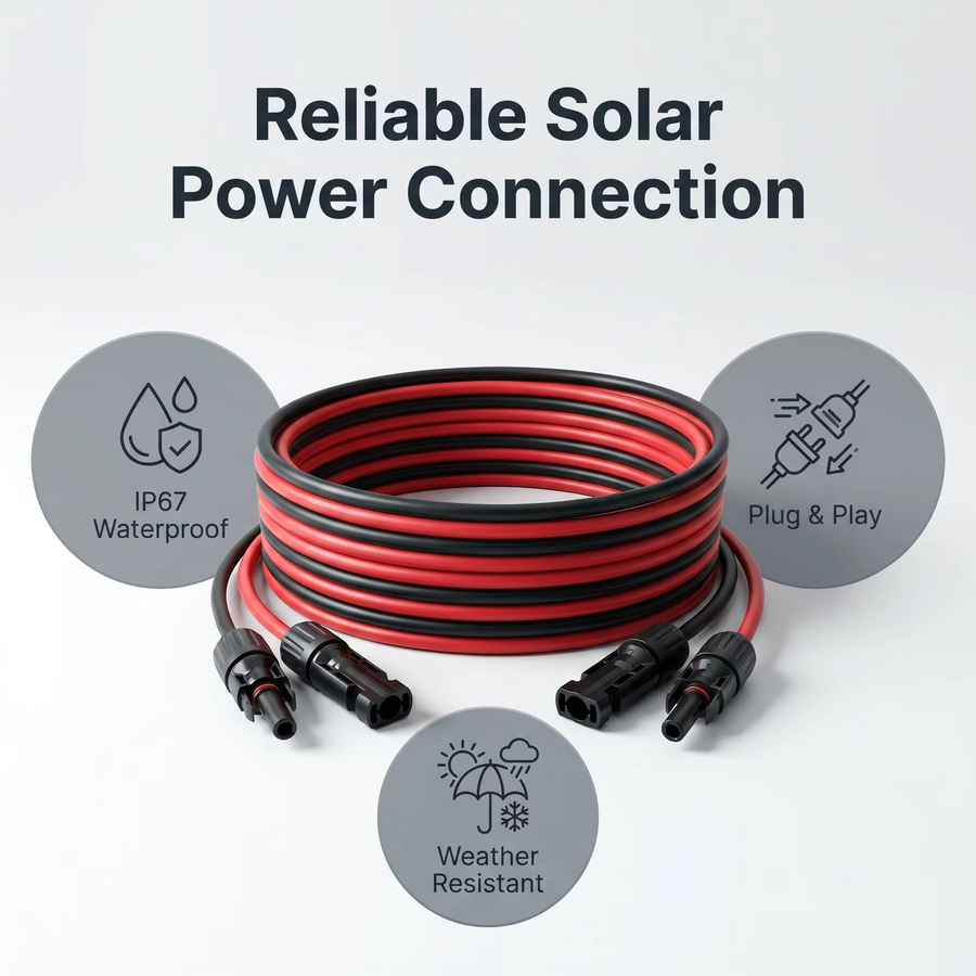 JINGYANGPV Solar-Verlängerungskabel 10m in Rot, wasserdichtes Photovoltaik-Kabel für Solarpanel-Installationen - Bild 2