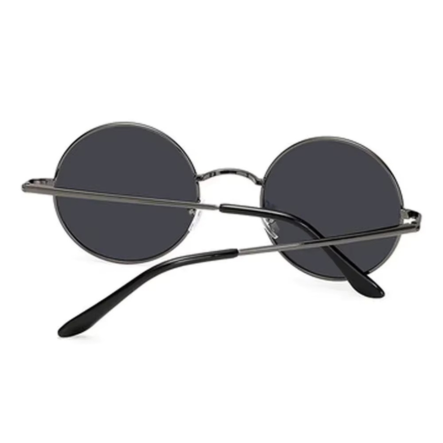 Sonnenbrille, rund, Metall, Vollrand, schwarz, Unisex - Bild 2