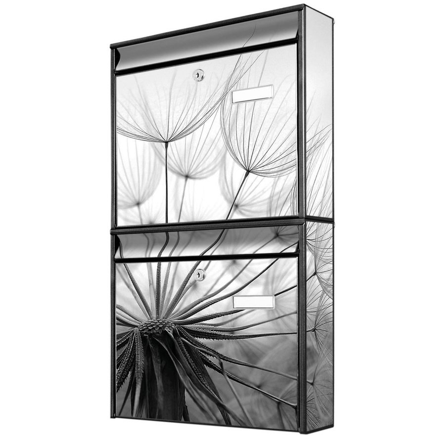 banjado Burg Wächter Briefkastenanlage für Mehrfamilienhäuser Schwarz mit Pusteblume Motiv, B/H/T: 36,2 x 64,5 x 10 cm - Bild 1