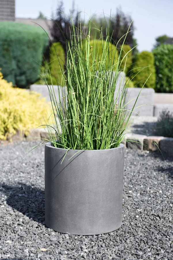 Runder Pflanztopf Elvon von Aplanta in Grau mit Beton-Optik, Durchmesser: 43 cm, Höhe: 43 cm - Bild 2