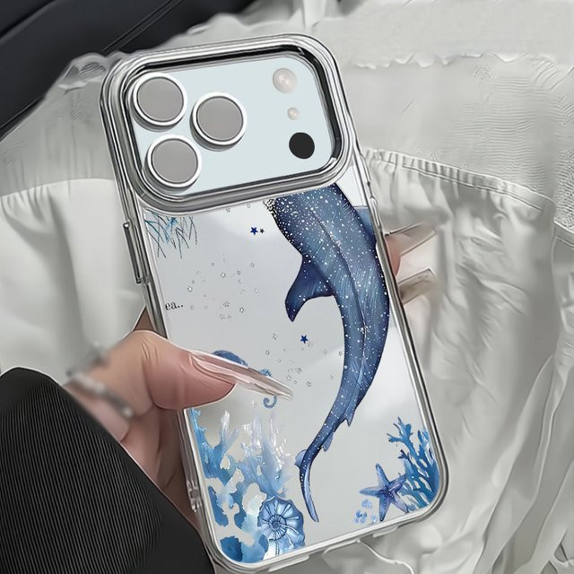 Handyhülle Sommer Meerestiere Wal für Apple iPhone 12 bis 17 Pro Max und Air, transparent mit Linsenrahmen und weicher Abdeckung - Bild 1