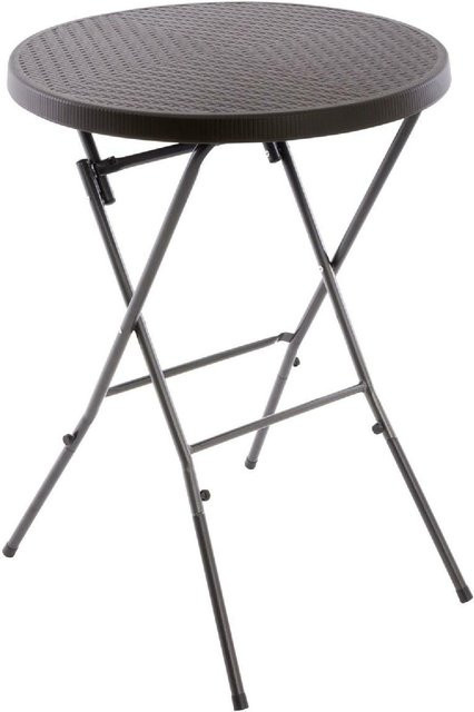 VCM Klapptisch rund in Braun mit Metallgestell, Höhe: 110 cm, Durchmesser: 80 cm - Bild 1