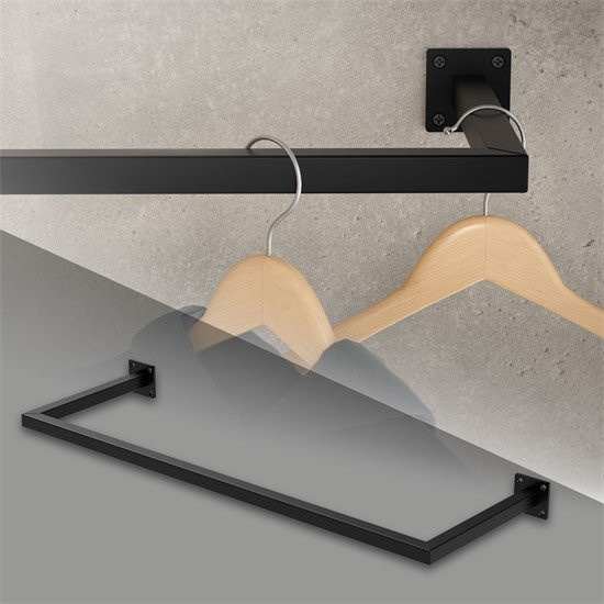 ML-Design Kleiderstange Garderobe zur Wandmontage aus Stahl in Schwarz Matt, B: 90 cm, H: 30 cm, T: 30 cm - Bild 1
