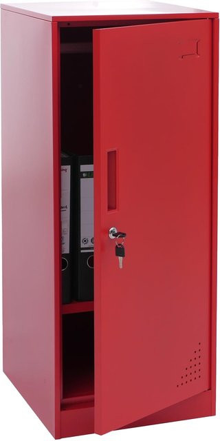 MCW Spind P63 Schließfachschrank aus Stahl mit Kleiderstange und Regalböden, Rot, B/T/H: 90 x 45 x 45 cm - Bild 1