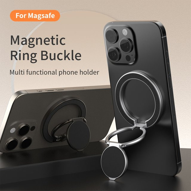 QGhappy MagSafe Magnetischer Handy-Ständer mit doppelseitigem Ringhalter und Kickstand in Silber für iPhone und Android - Bild 1