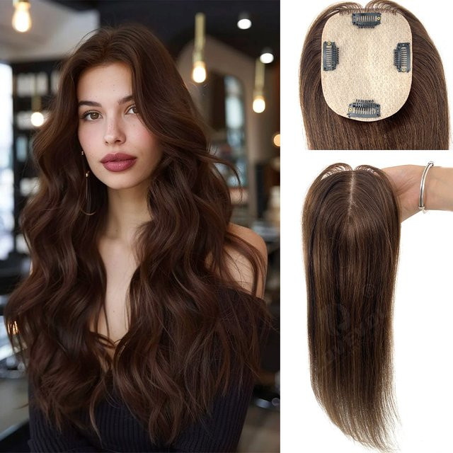 Lovevol Echthaar-Toupet, Auburn Brown, 43 cm, Damen - Bild 1