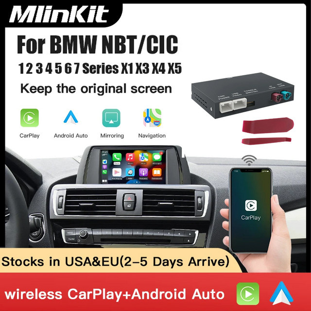 MLINKIT Drahtloses CarPlay und Android Auto Modul für BMW NBT CIC und MINI in Schwarz - Bild 1