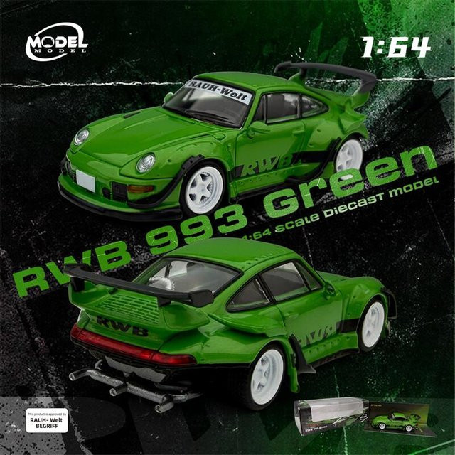 Modellmodell Mm 1:64 Rwb 993 GT-Flügel, Diecast Modellauto, Grün/Schwarz, ab 14 Jahren - Bild 1