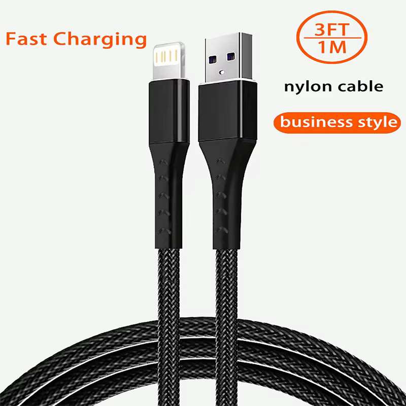 20W USB-A auf Lightning Ladekabel aus Nylon in Grau für iPhone und iPad - Bild 2