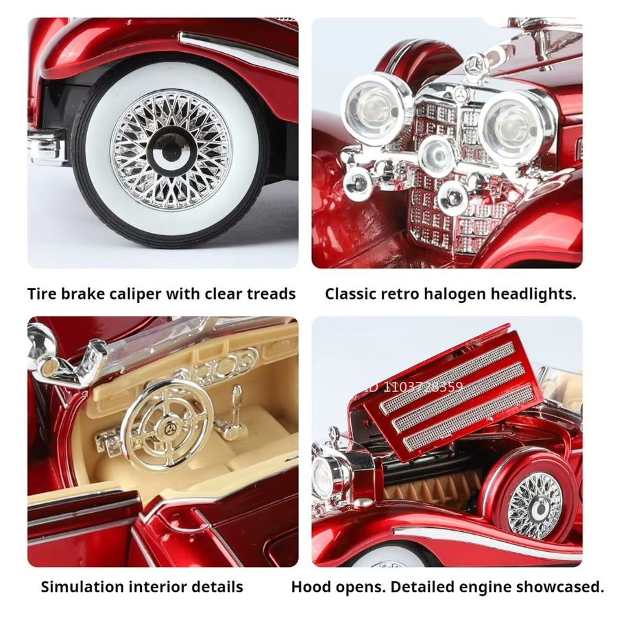 RMZ city 500K Oldtimer-Modellauto, 1:24 Maßstab, Metall, Sound & Licht - Bild 3