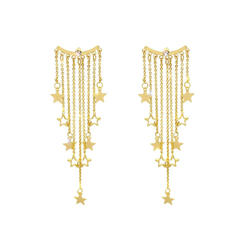 Stern-Tropfen-Ohrringe, Messing, Gold, Damen - Bild 6