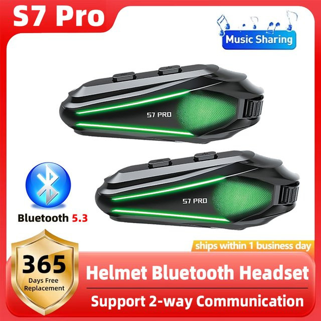 XINOWY S7 Pro Motorradhelm-Intercom-Headset mit Bluetooth 5.3, IP67 wasserdicht, Musik-Sharing und Rauschunterdrückung in Schwarz - Bild 1