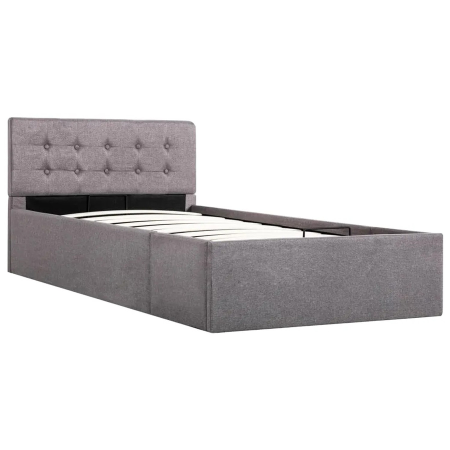 vidaXL Stauraumbett mit Hydraulik in Taupe aus Stoff, B/T/H: 90 x 200 cm - Bild 2