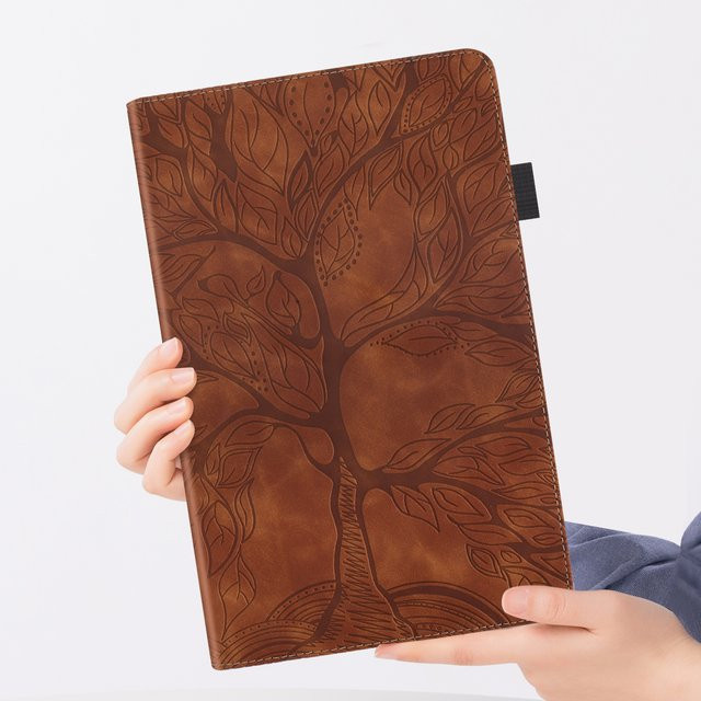 Baummuster Lederhülle für iPad Air Pro Mini 10.9 10.2 11 12.9 13 Zoll Generationen in Rot und Braun - Bild 1
