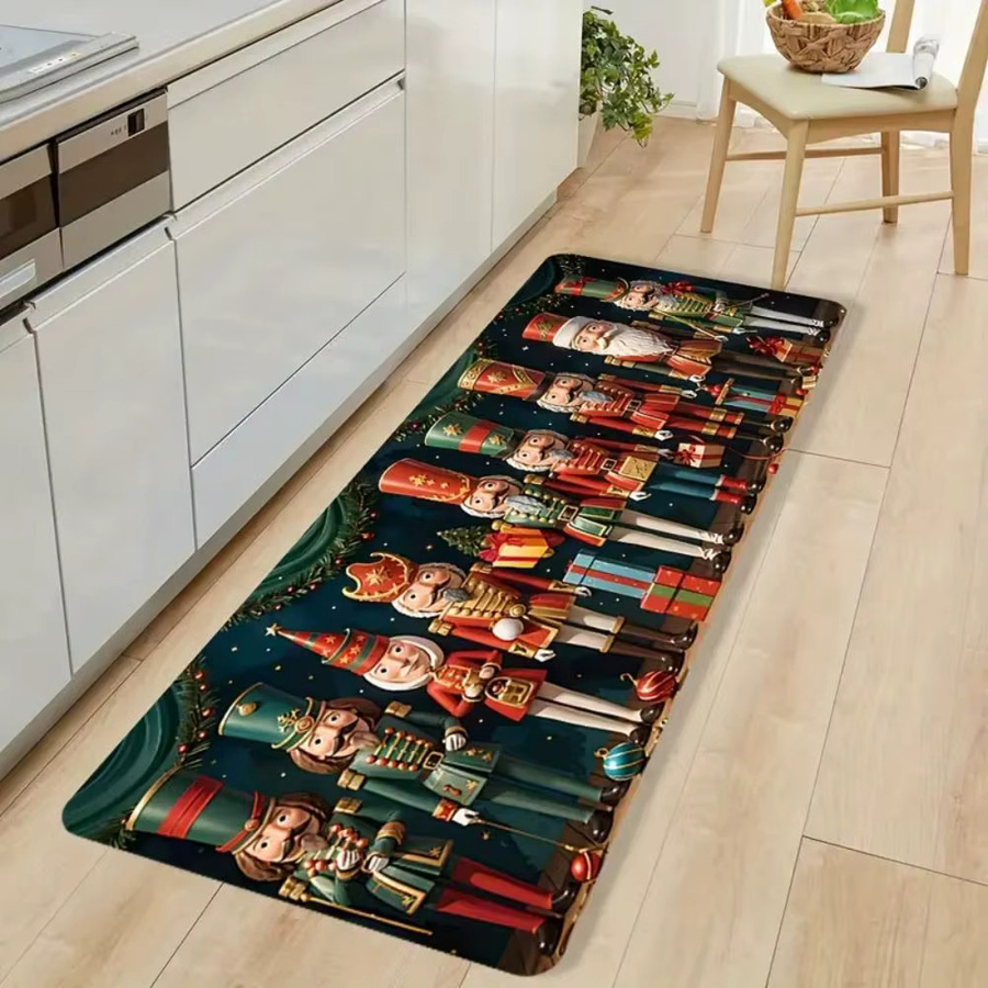 VIKAMA Weihnachts-Nussknacker-Soldat Küchenteppich und Flurteppich, rutschfest und saugfähig, Mehrfarbig, Länge: 120 cm - Bild 5