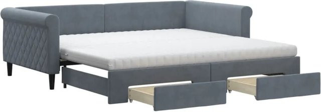 vidaXL Tagesbett aus Samt mit ausziehbaren Schubladen in Dunkelgrau B/T/H: 100 x 200 x 68 cm - Bild 1