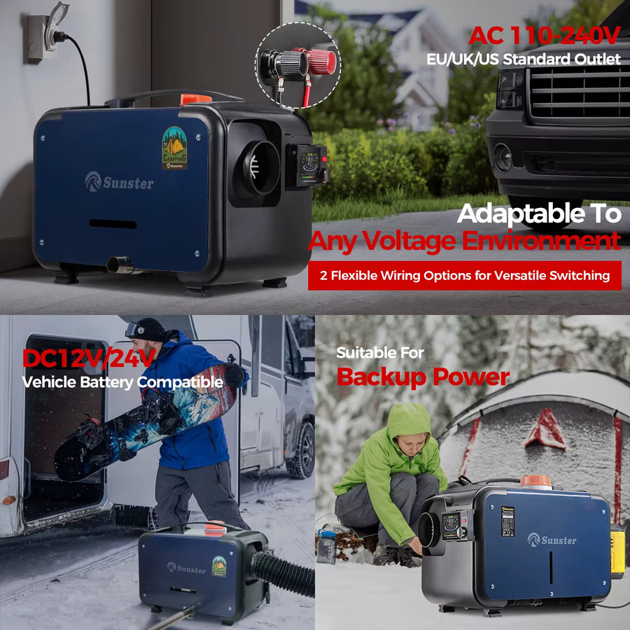 Sunster Tragbarer Diesel-Lufterhitzer 8KW mit Bluetooth-App-Steuerung für Wohnmobile, Autos und Campervans, 12V/24V/220V - Bild 3