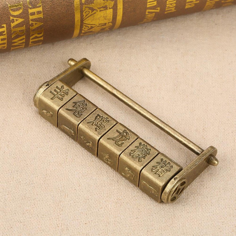 Shoemst Antike Zodiac Passwort-Schloss aus Zink in Gold und Bronze mit chinesischen Zeichen als dekoratives Handwerksobjekt - Bild 2