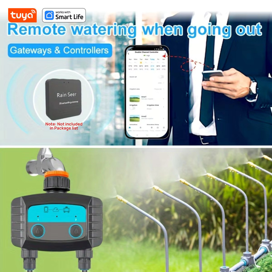 Tuya Smart Sprinkler Timer mit Dual Bluetooth, programmierbarer Outdoor Wasser Timer für Gartenschläuche, Schwarz - Bild 5