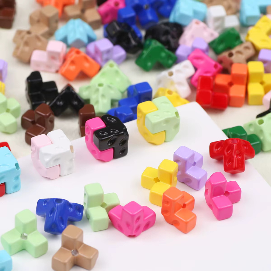 JHNBY Perlen, Tetris-Stil, mehrfarbig, 12 mm - Bild 3