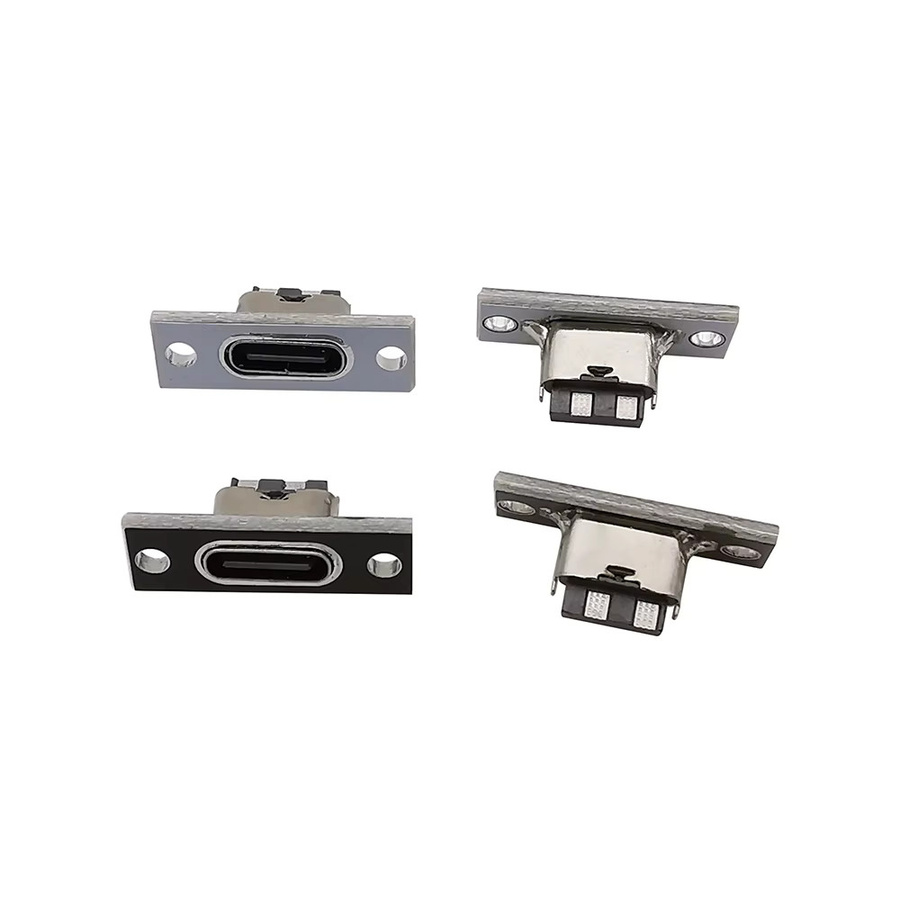 ALLiSHOP USB-C Typ C USB 3.1 Buchse Stecker mit Befestigungsplatte für DIY PCB, Silber, 5/10 Stück - Bild 2