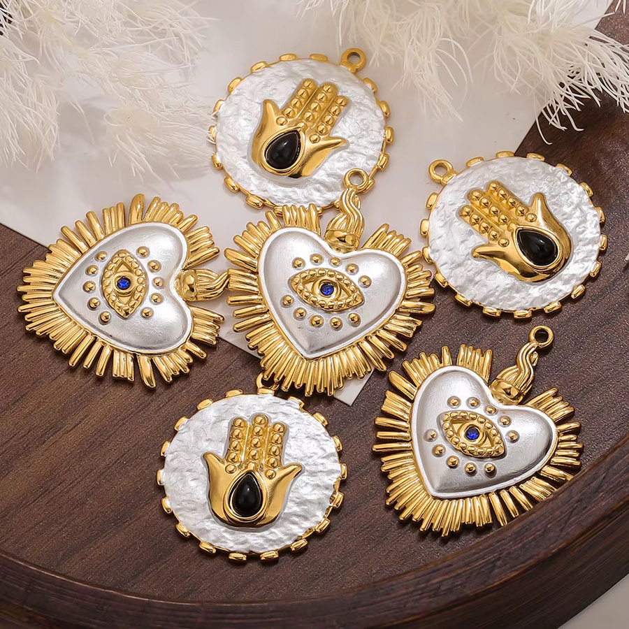 Elomia Anhänger, Edelstahl, Gold, Evil Eye Herz, Zirkonia - Bild 2