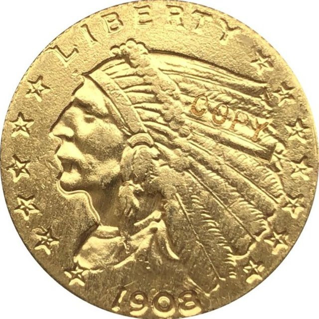 Goldmünze Indian Half Eagle, 24-karätig vergoldet, beige - Bild 1