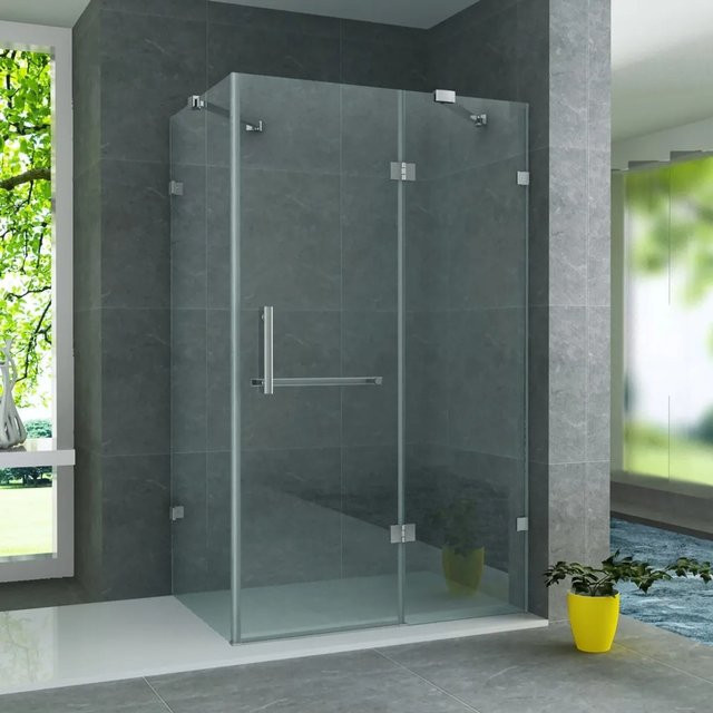 Belvit Duschkabine Eckdusche mit Drehtür und Seitenwand aus 8 mm Sicherheitsglas mit Nanobeschichtung, Klarglas, B/T/H: 80 x 120 x 195 cm - Bild 1
