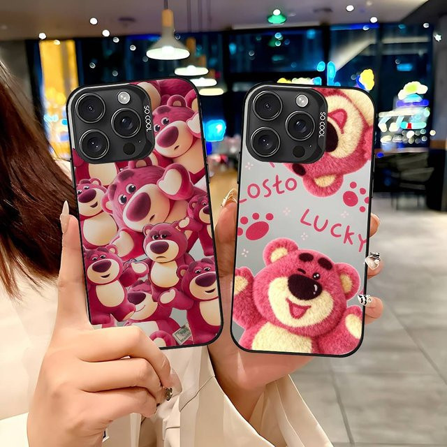 Kawaii Lotso Bär Handyhülle für Apple iPhone in Pink - Bild 1