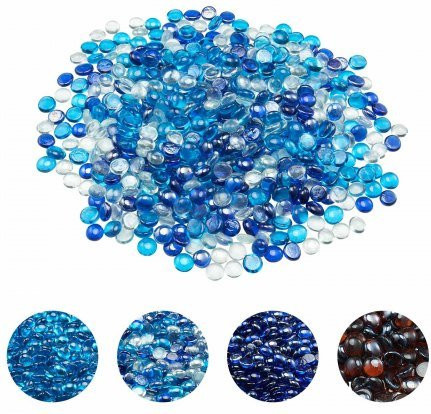 VEVOR Feuerglas Set aus hochtemperaturbeständigen Glassteinen, 4,5 kg, 19 mm, Farben: Kobaltblau, Karibikblau und Transparent - Bild 1